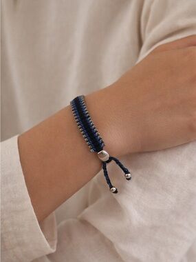 Silver‑Tone Beaded Bracelet – Adjustable Cord